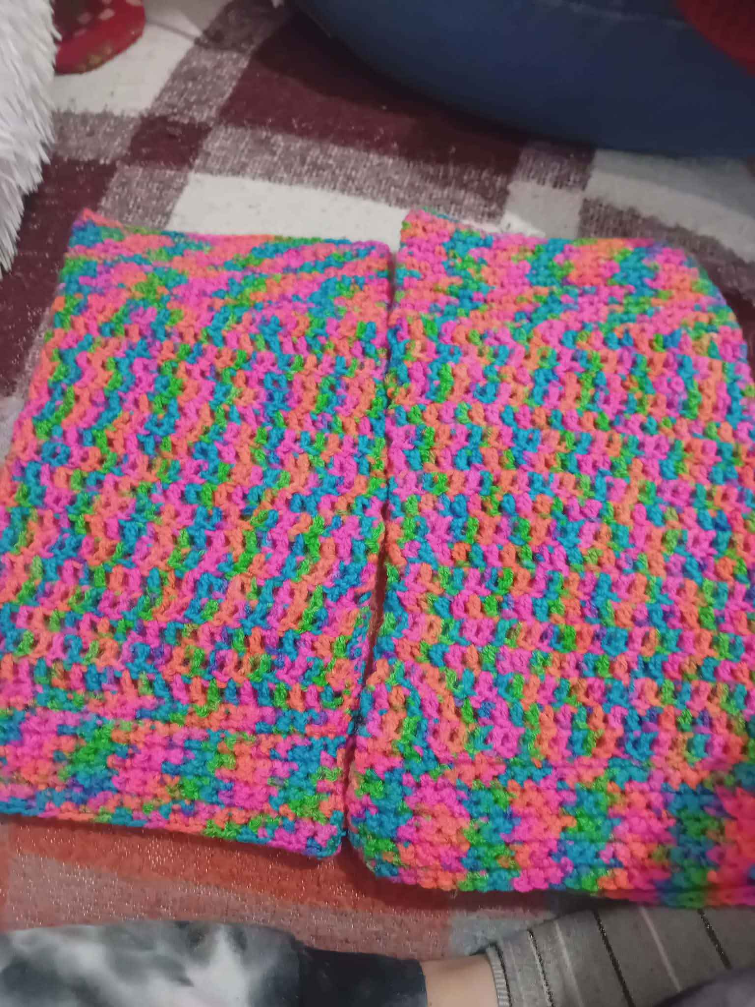 Vibrant Crochet Panels – Multicolored Zigzag Pattern (Set of 2)