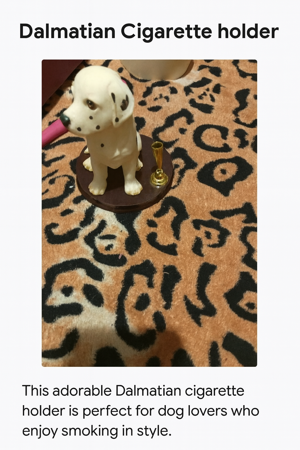 Dalmatian Figurine with Pink Accessory – Decorative Collectible