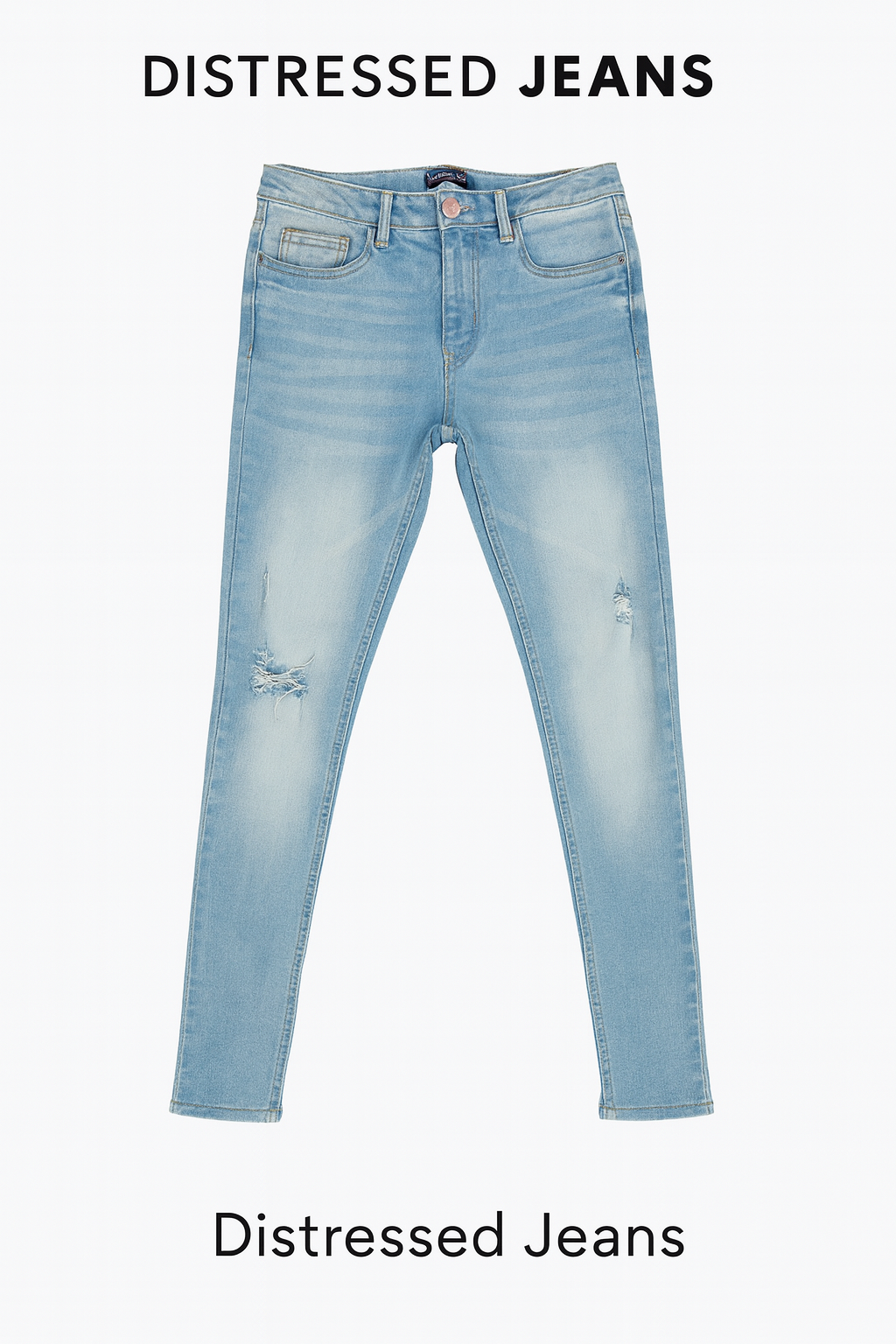 Distressed Light Wash Denim Jeans