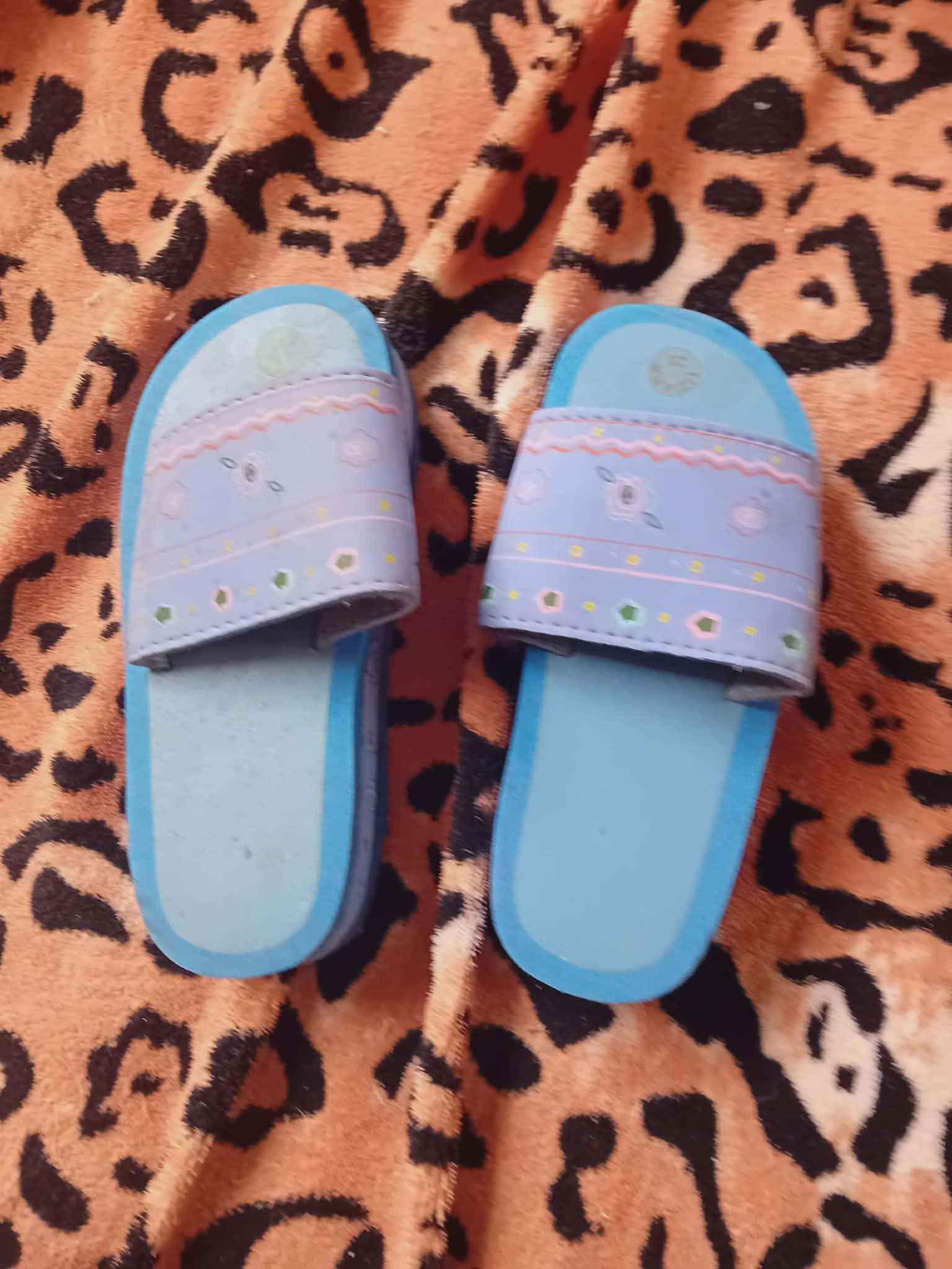 Kids’ Blue & Purple Sandals – Flower Strap Design
