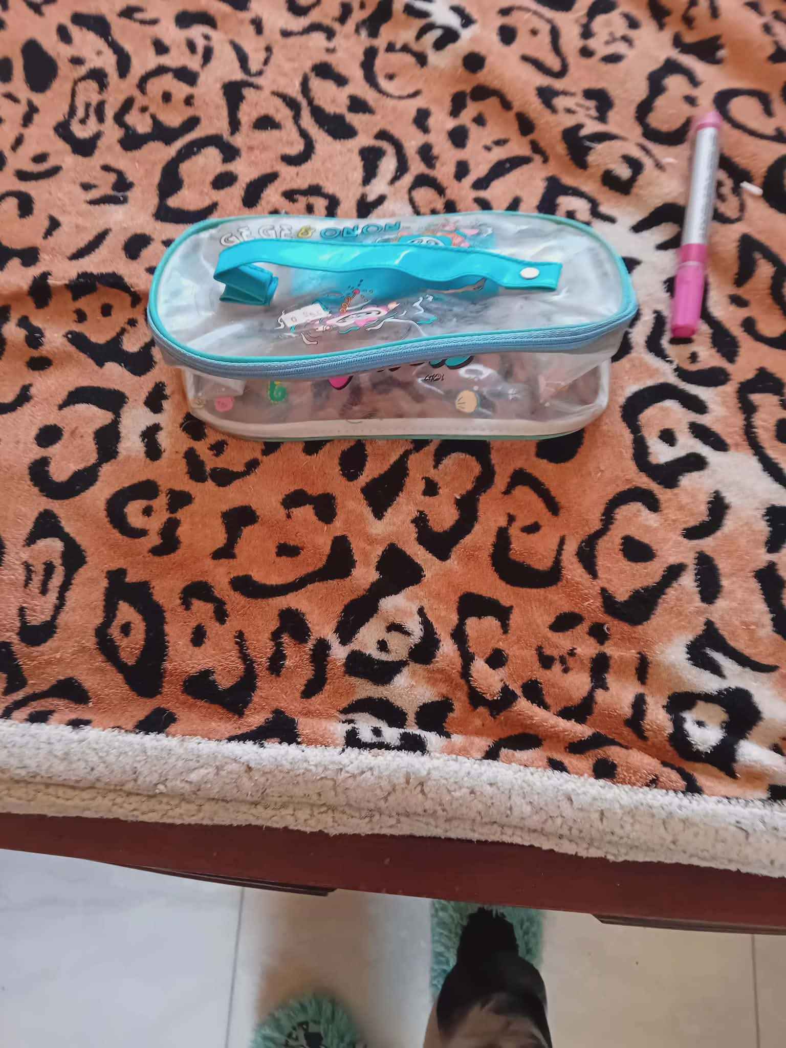 GEGE Transparent Pencil Case – Turquoise Zip