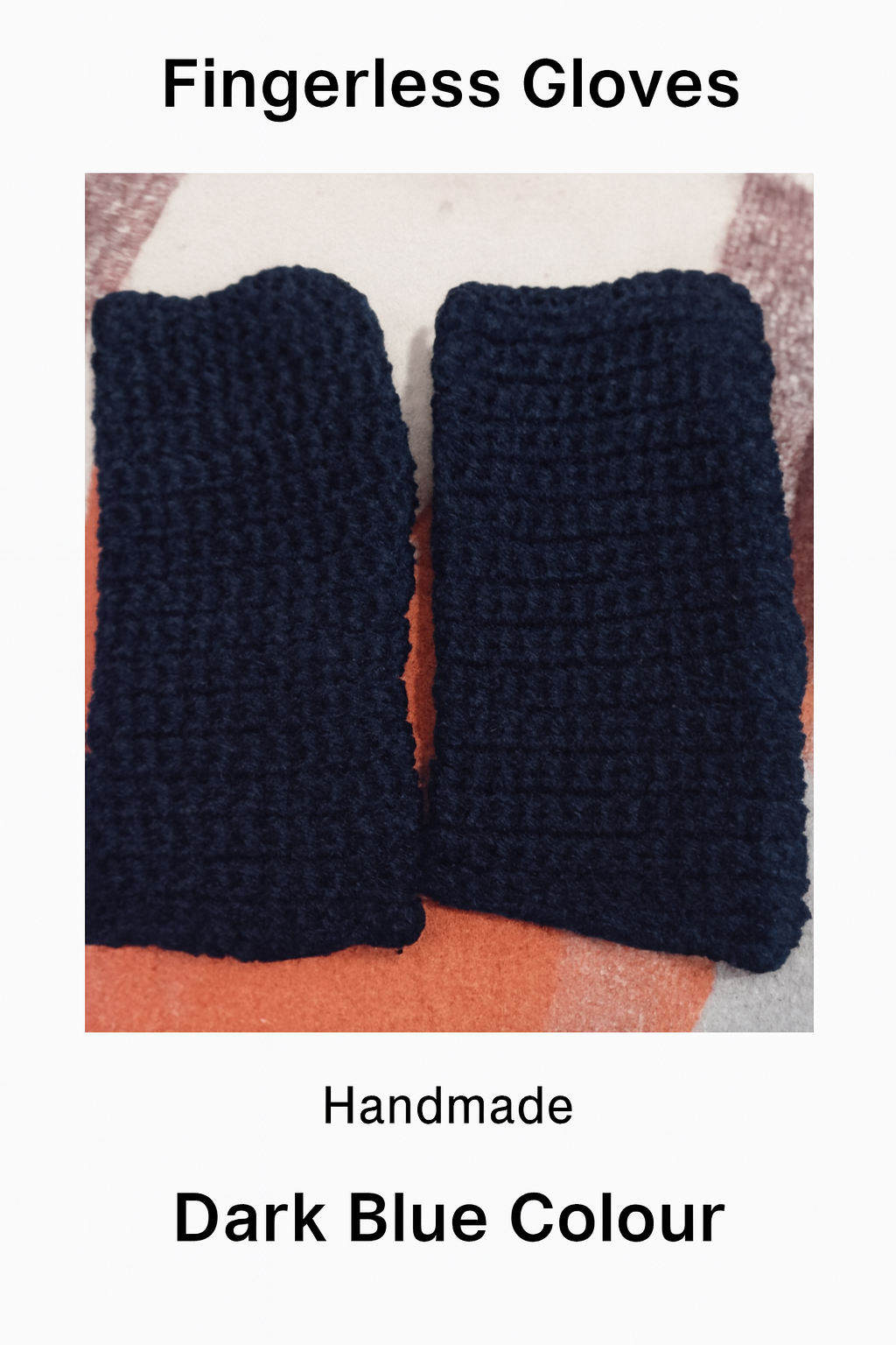 Handmade Dark Blue Crochet Fingerless Gloves