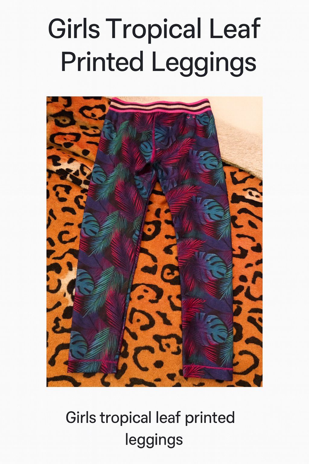 Vibrant Feather‑Print Leggings – Girls’ Soft & Stretchy Activewear