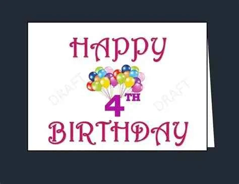 Happy 4th Birthday Card – Celebrate Four Years of Fun!" - Gozo Thrift Shop