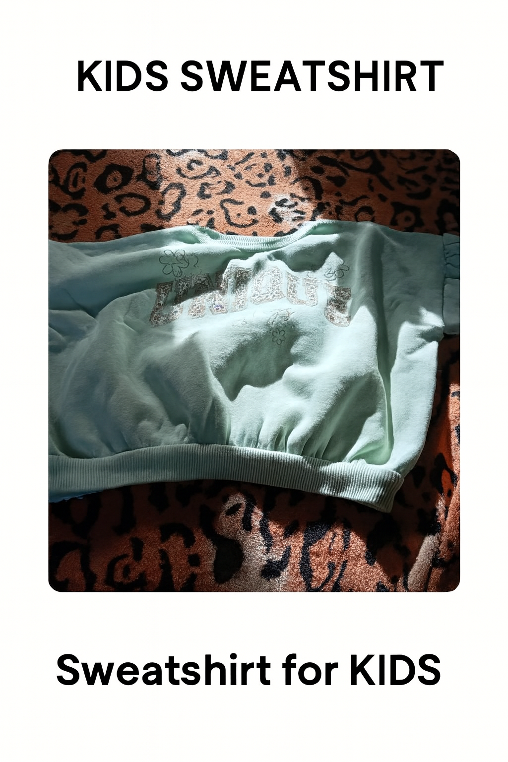 Mint Green “UNIQUE” Puff‑Sleeve Kids Sweatshir