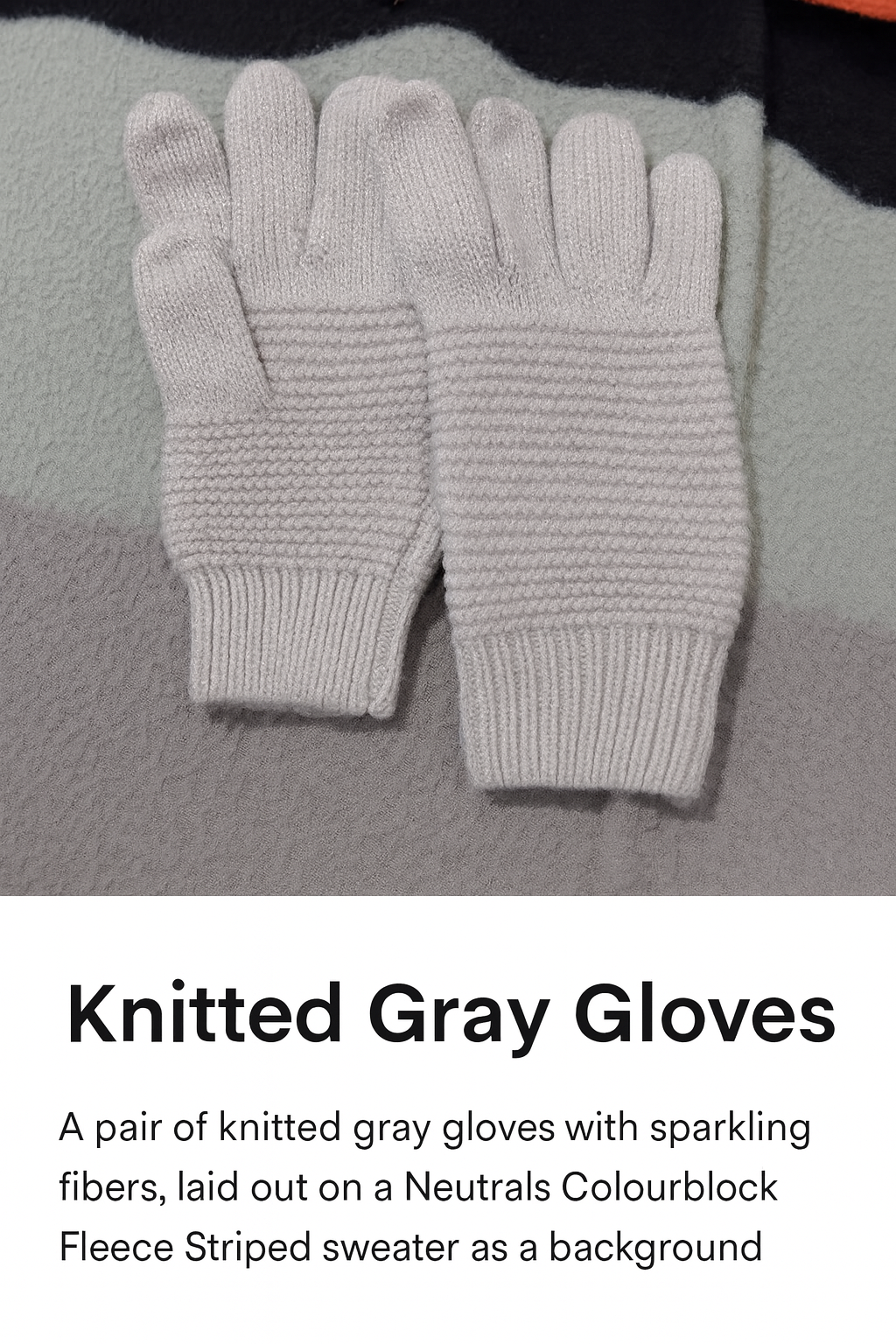 Cozy Light Gray Knitted Winter Gloves