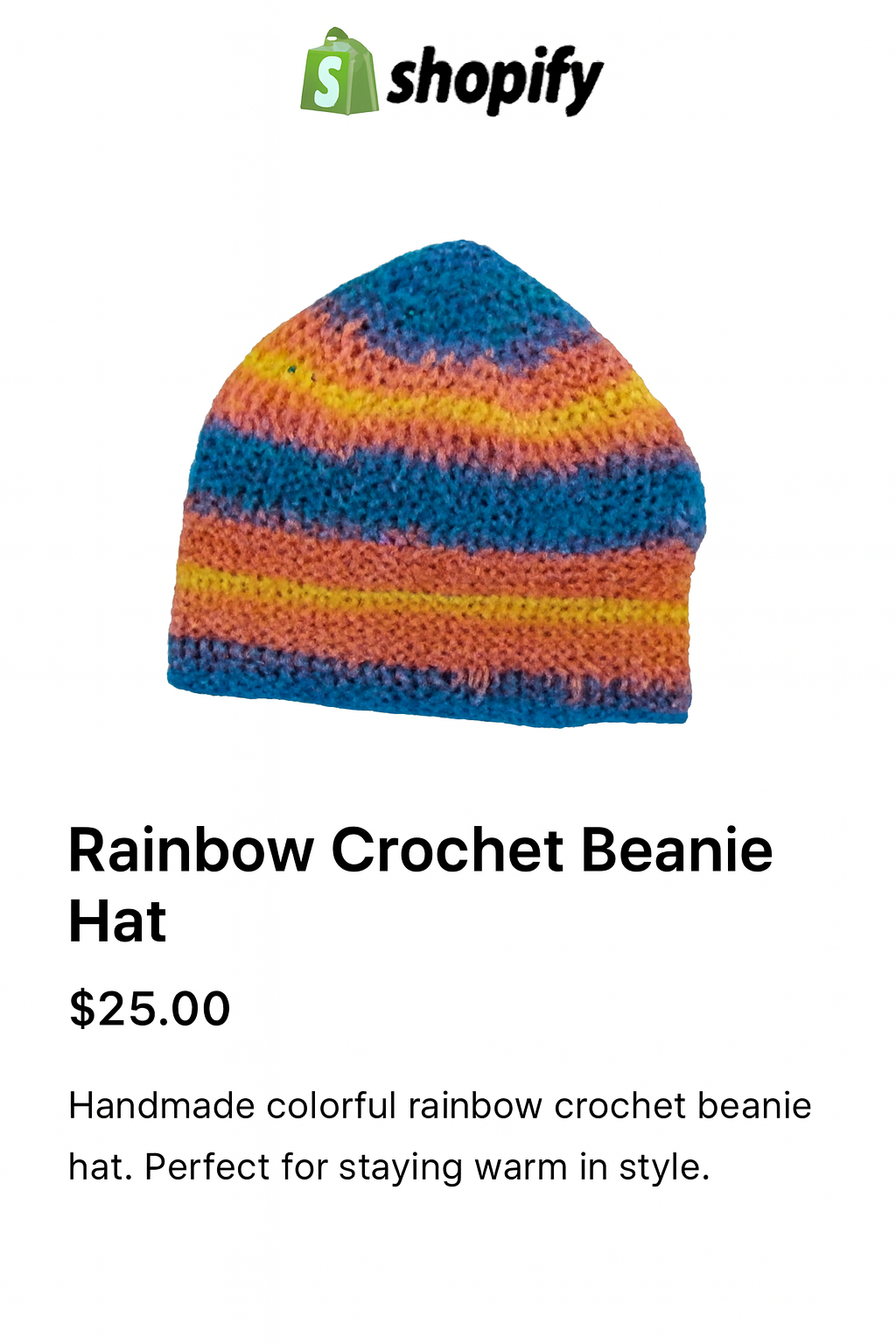 Rainbow Crochet Beanie – Handmade Colorful Winter Hat