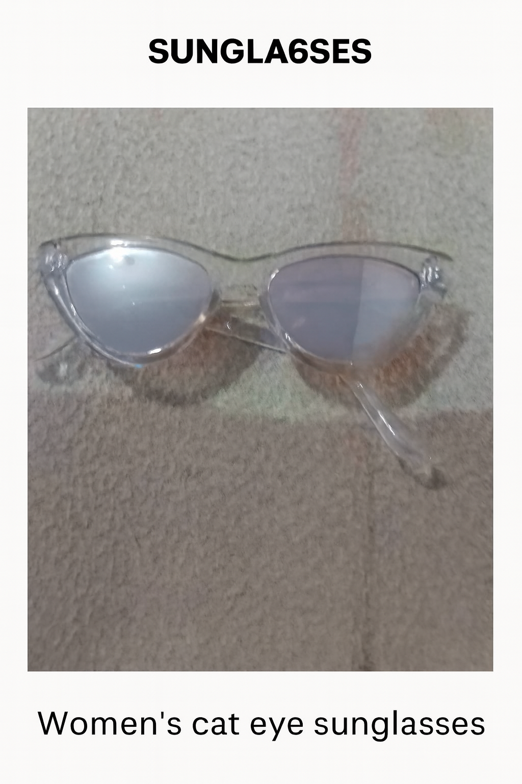 Transparent Cat-Eye Sunglasses with Mirrored Lenses
